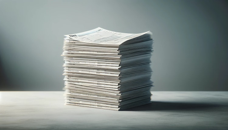 Organized stack of tax forms