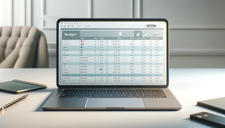 Budget spreadsheet on a laptop screen